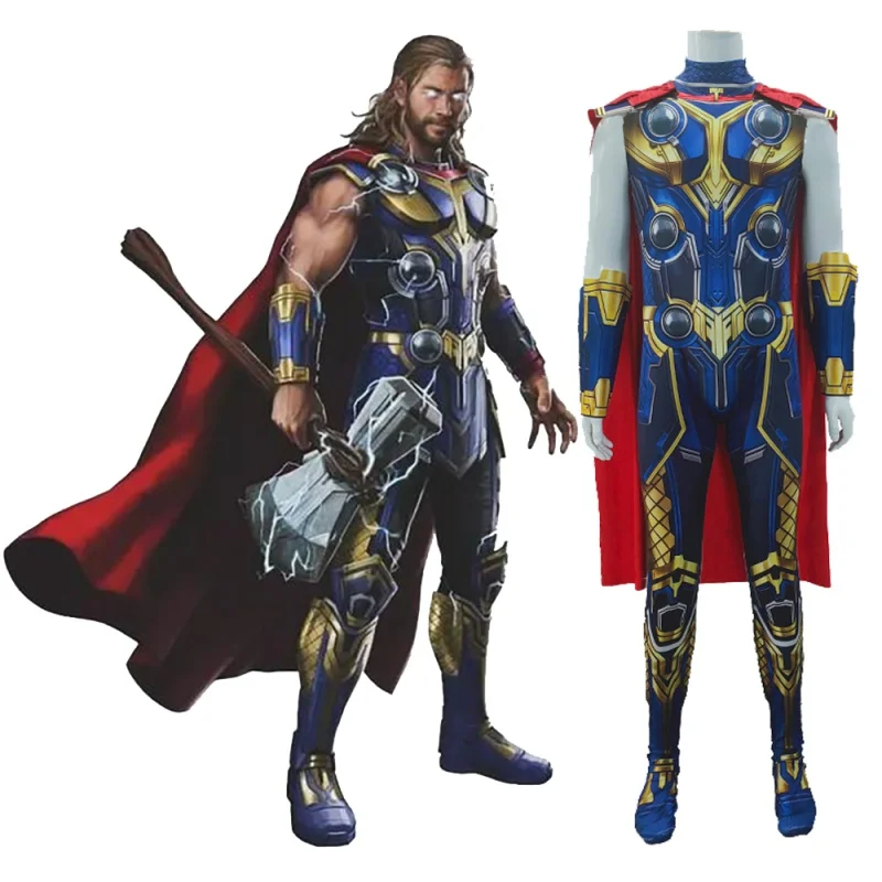 

Adult Kids Fantasia Halloween Thor Love and Thunder Cosplay Costume Birthday Party Superhero Cape Suit Jumpsuit Clothes Set