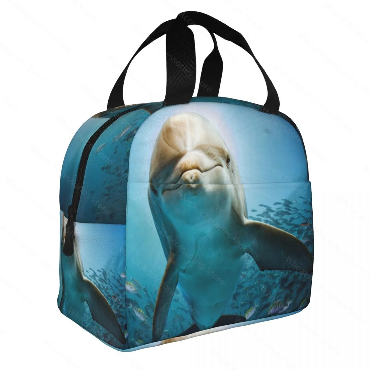 

New Dolphin Printed Lunch Bag Women's Refrigerated Warm Insulated Lunch Box for Kids School Kids