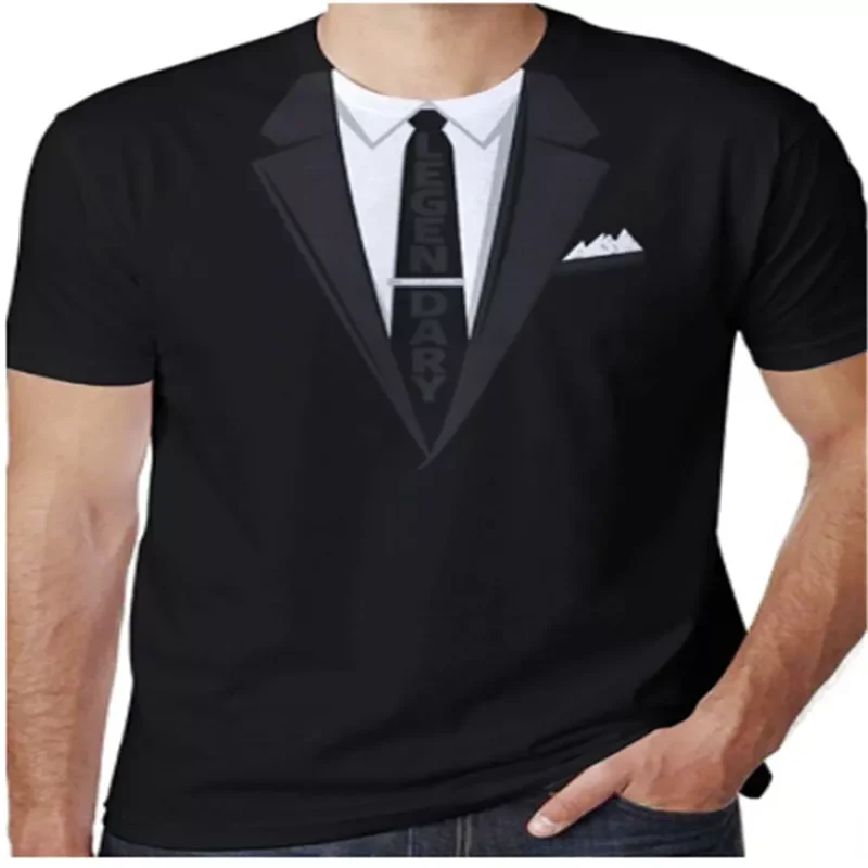 

2023NEW T-shirt fake suit 3D printed T-shirt men's summer fashion short-sleeved streetwear fake suit vest T-shirt