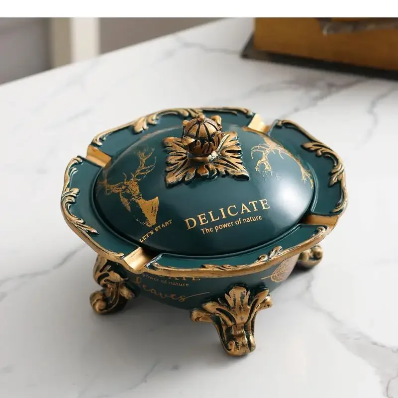 

Пепельница с рисунком оленя, полимерная пепельница с крышкой для сигар, креативный Домашний Настольный лоток для пепельницы, курительные аксессуары