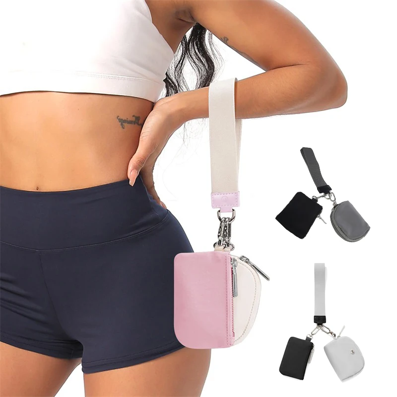 Портативный двойной кошелек с ремешком на руку маленький бумажник молнии