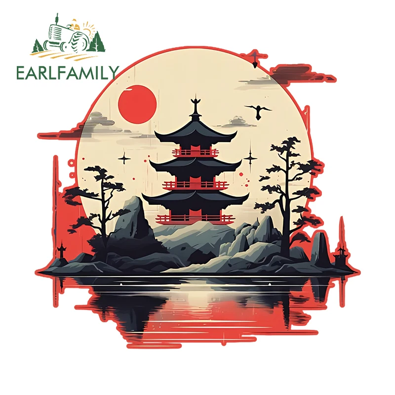 

EARLFAMILY 13 см × 12,1 см, японская башня, автомобильные наклейки, красивые декоративные наклейки, водонепроницаемые солнцезащитные автомобильные этикетки для кемпинга