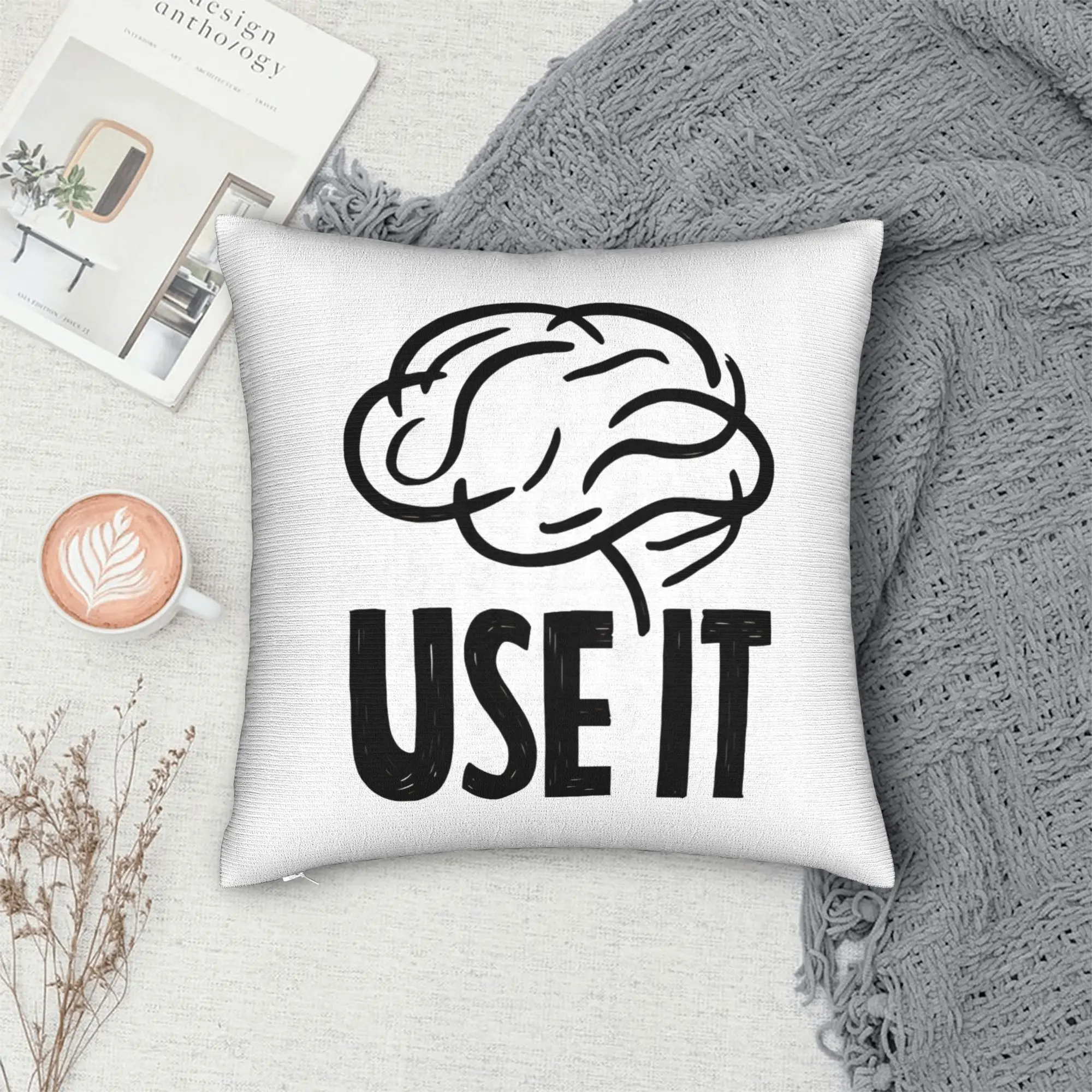 Brainpower Просто используйте его. Квадратная наволочка. Чехол для подушки. Потрясающая декоративная наволочка на молнии для кровати 40x40 см. (art.: 3920dcefc2ee0) - 3920dcefc2ee0