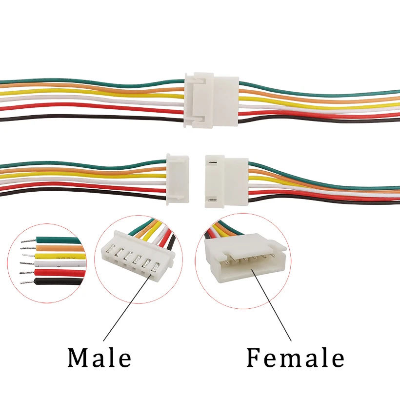 10 шт. 26AWG JST кабель XH2.54mm штекер разъем провод 2 54 мм шаг 2P 3P 4P 5P 6 контактов
