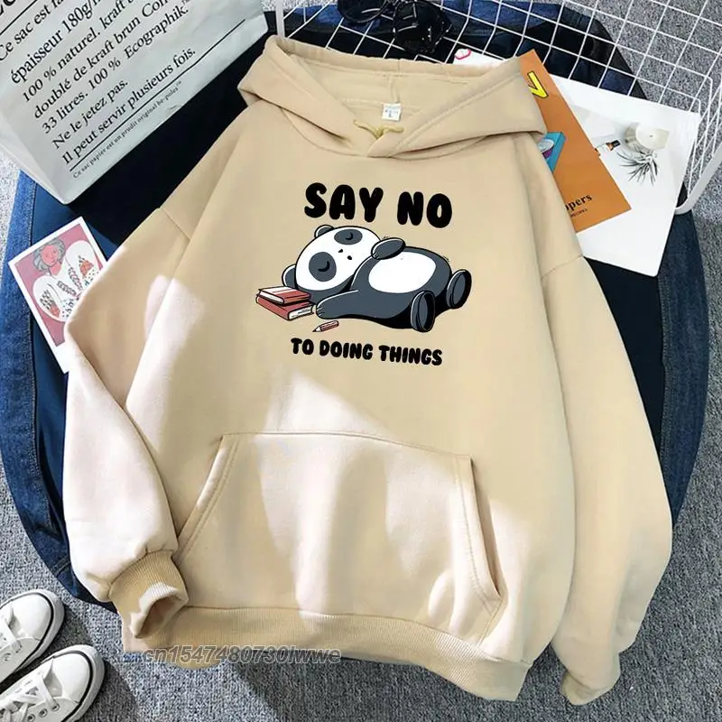 

Cute Panda Is Sleeping Say No To Doing Thing Hoodie Men/Women Hip Hop Loose Clothing Vintage Sweatshirt Male Tracksuit