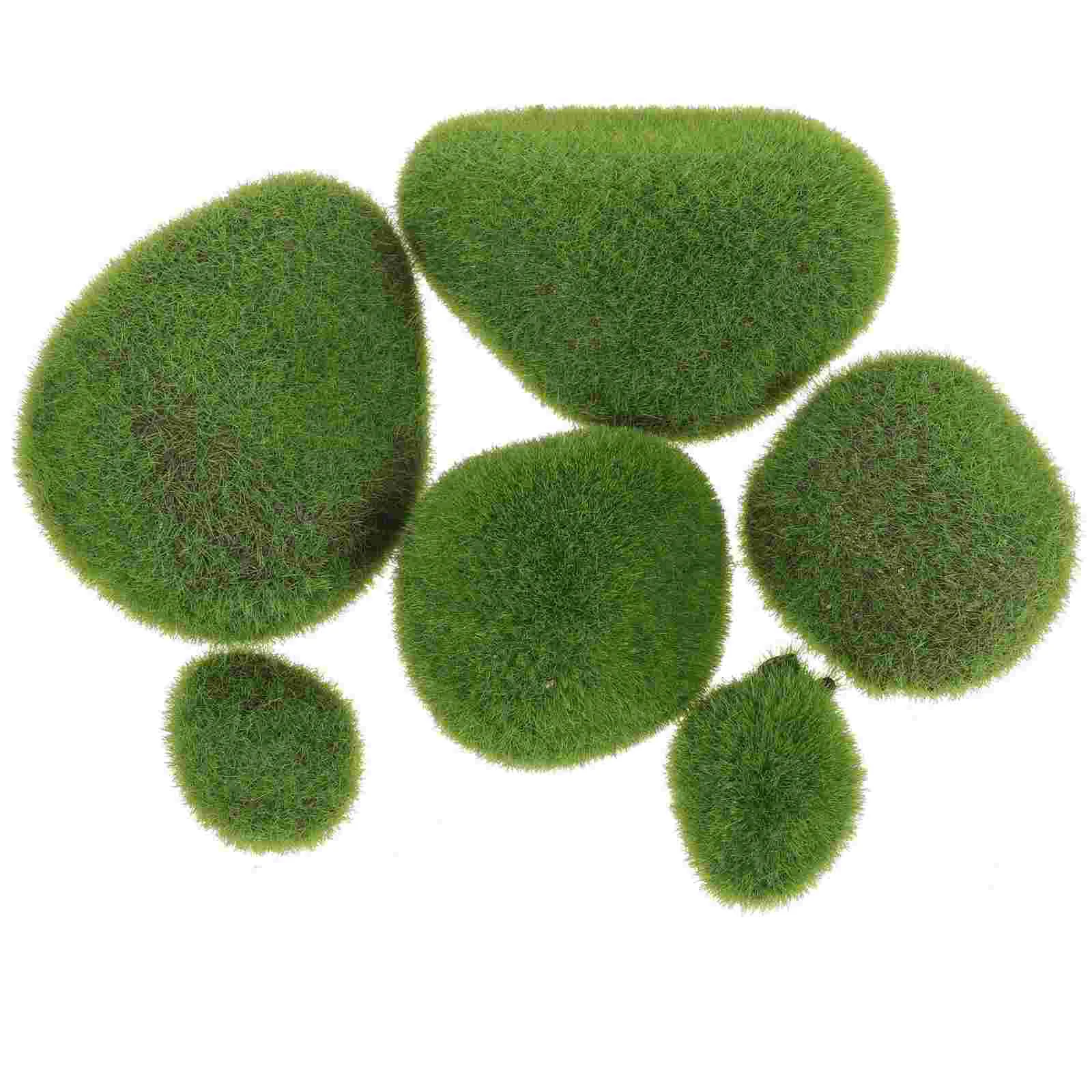 

6 шт. реалистичные искусственные камни для растений, Декоративные Зеленые офисные камни бонсай