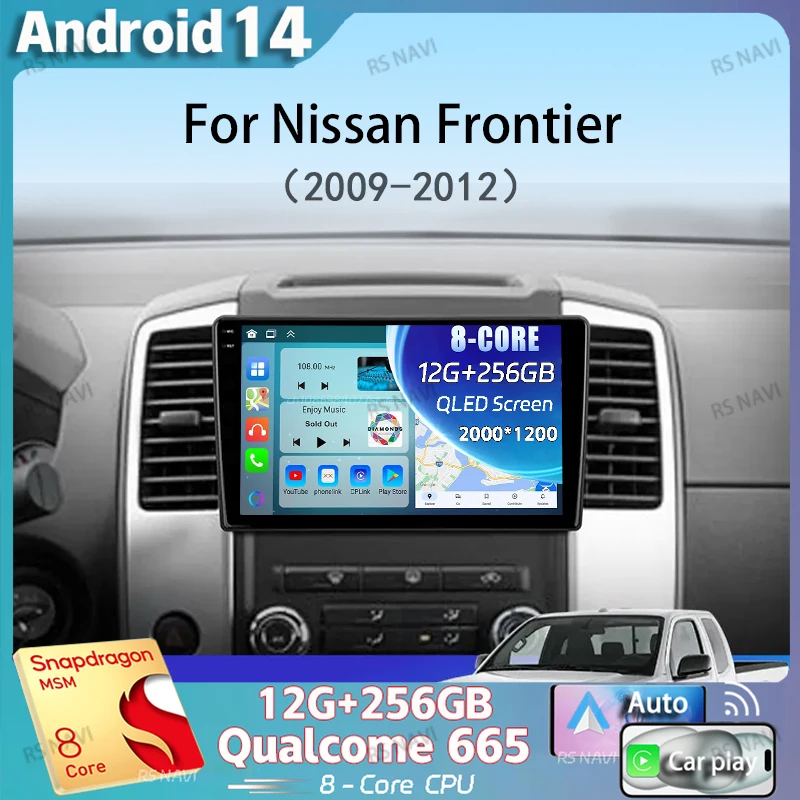 Фото Автомобильное радио Carplay Android 14, для Nissan Frontier 2009-2012, для Nissan Xterra 2 N50 2008-2015, мультимедийный плеер, навигация, стерео №1