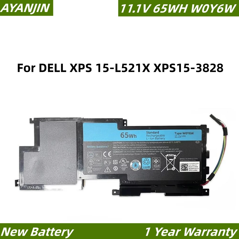 Новый аккумулятор для ноутбука W0Y6W 11 1 В 65 Втч Dell XPS 15-L521X XPS15-3828 WOY6W 9F233 3NPC0