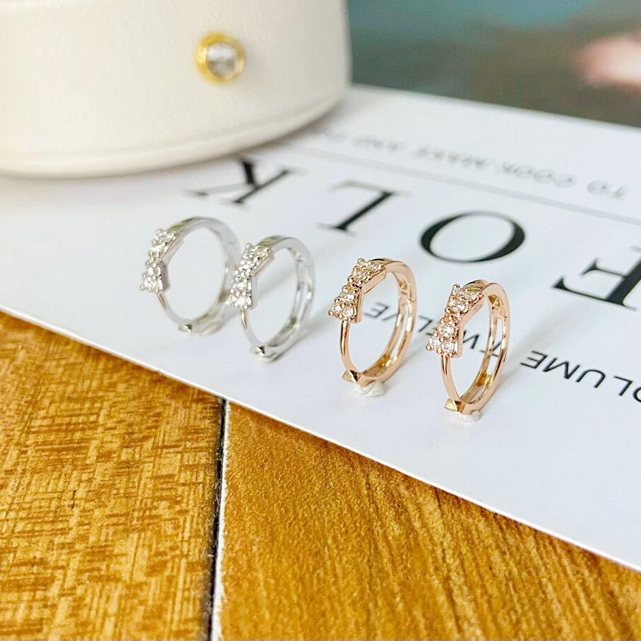 

Женские серьги-кольца из муассанита с бантом, S925/9K/10K/14K/18K/PT950