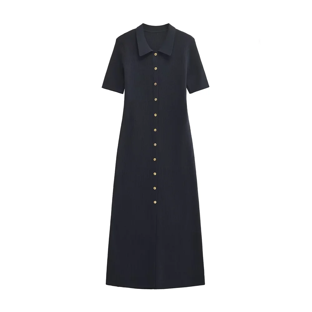 Женское длинное трикотажное платье средней длины PB &amp ZA2024 осень