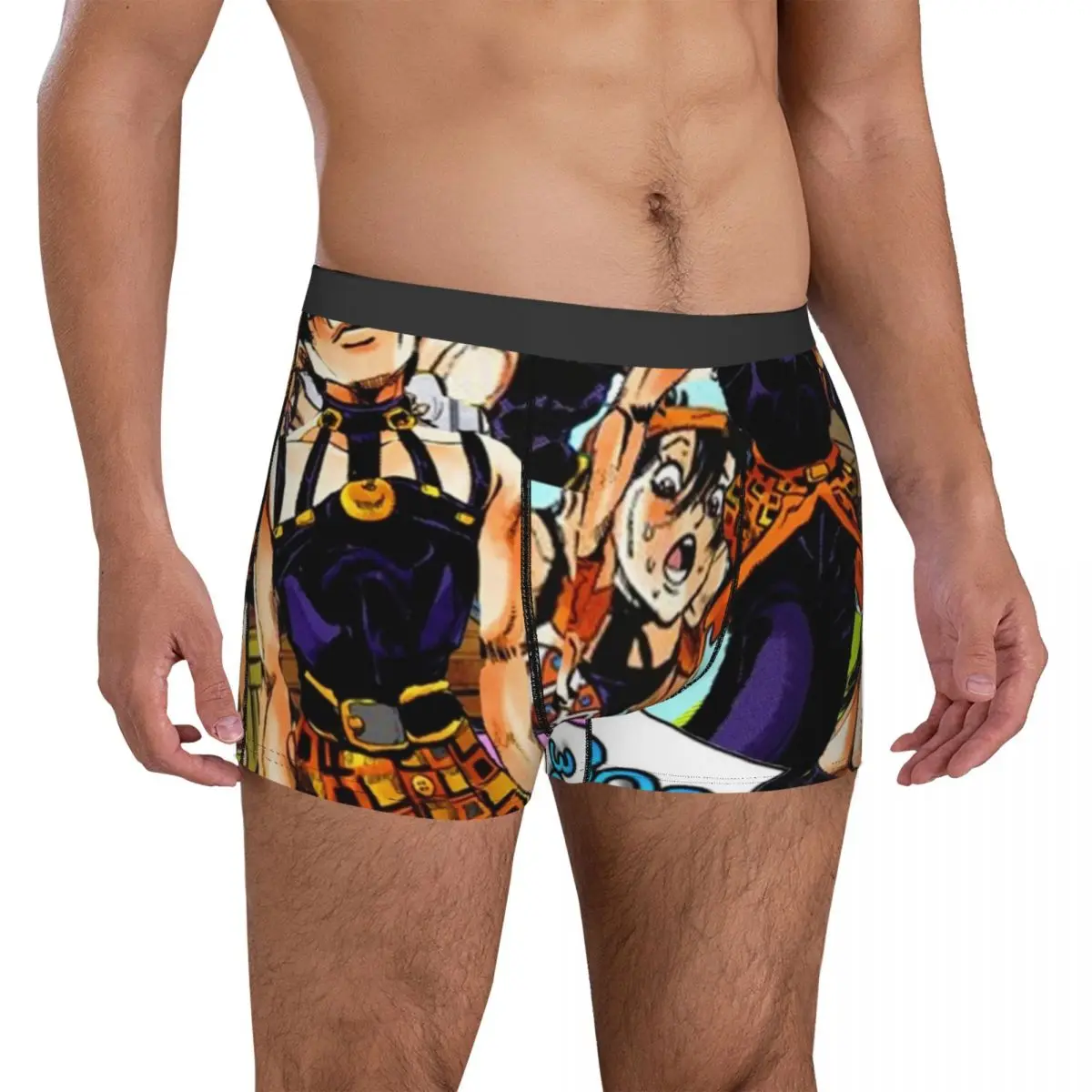 

Jojo Underwear Narancia Collage 3D Pouch Trenky Boxershorts Printed Shorts Briefs Breathable Males Underpants Plus Size