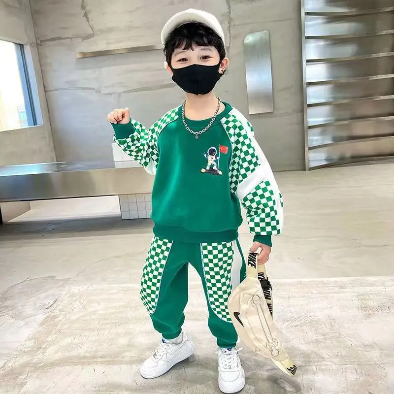 Спортивный костюм для мальчиков модный красивый детский корейский пуловер и