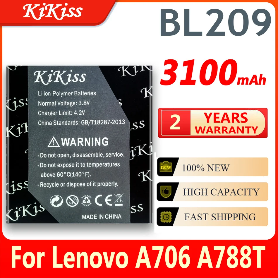 

3100mAh BL209 Battery For Lenovo A706 A788T A820E A760 A516 A378T A398T Rechargeable Replacement Mobile Phone Bateria
