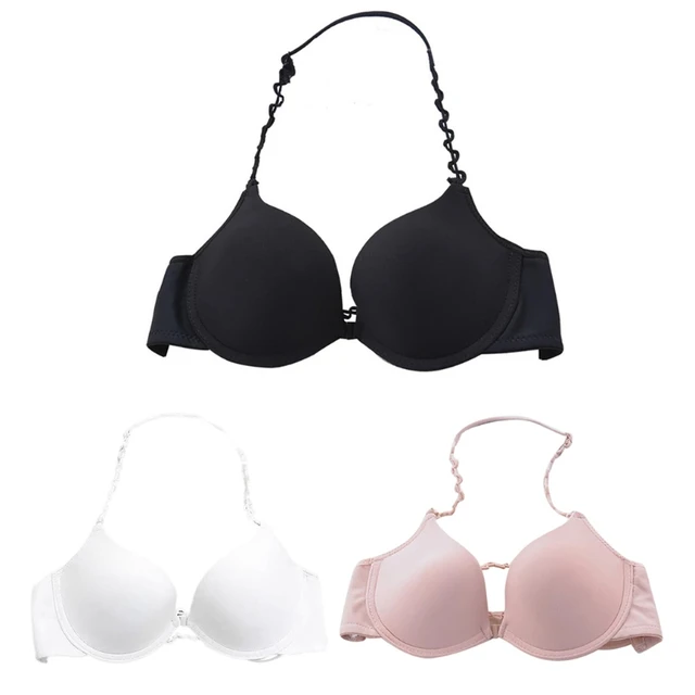 Women Sexy Halter V-Neck Front Buckle Bra Push Up Padded Beauty