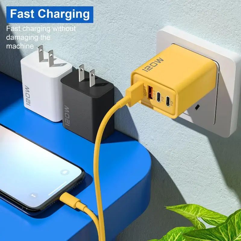 4-портовая зарядная станция USB-C 120W с быстрой зарядкой PD QC30, адаптер для телефона, планшета, домашнего использования (art.: 3920dae037686) - 3920dae037686