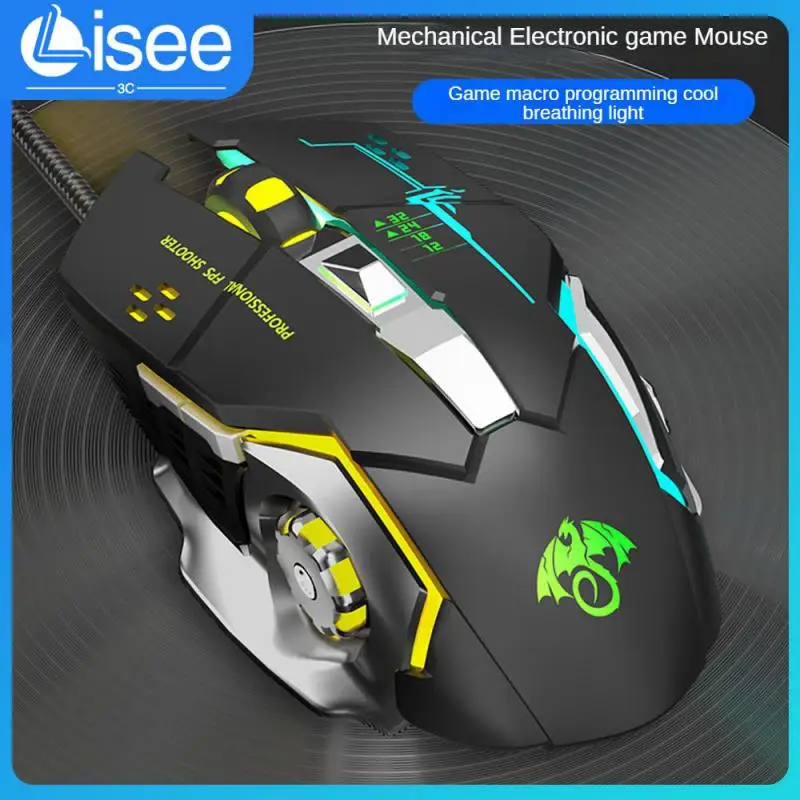 

7-color Breath Light Esports Game Mouse Stable Bottom Plate X6 Wired Mouse Ergonomic Silent Click Programming Gaming Mice