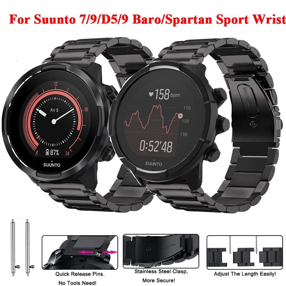 

Ремешок из нержавеющей стали 24 мм для Suunto 9 Baro 7 D5/Спартанский спортивный браслет HR/Baro сменный ремешок для часов металлический браслет