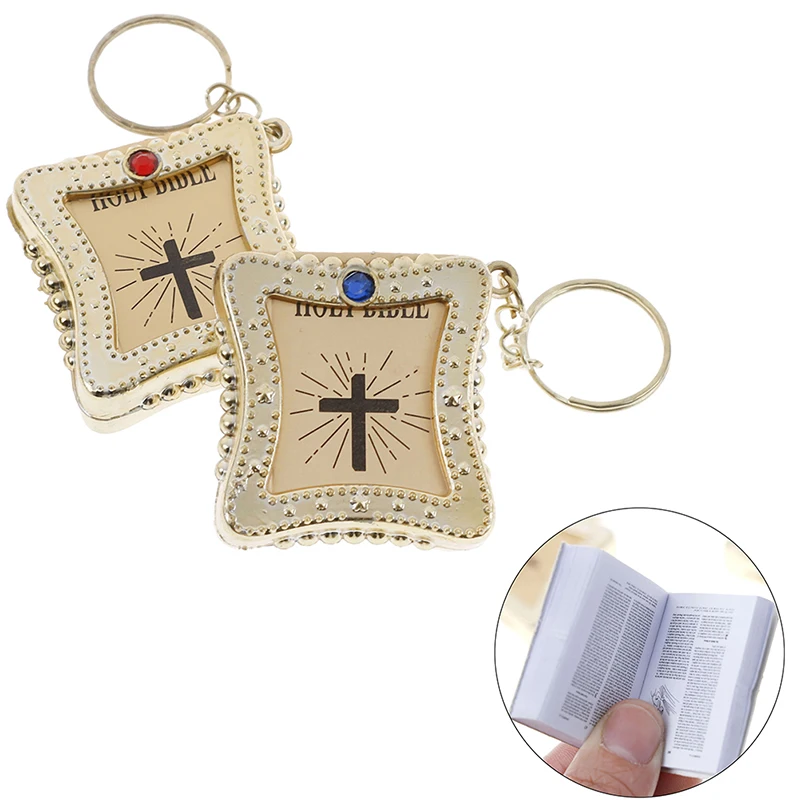 

English Spanish Mini Holy Bible Keychain Religious Christian Jesus Cross Women Prayer God Bless Gift Souvenirs Outdoor Tool