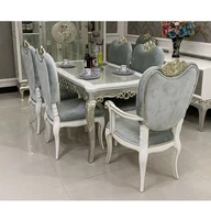 european style dining table and chair combination white simple small and medium sized family rectangular cloth art dining table