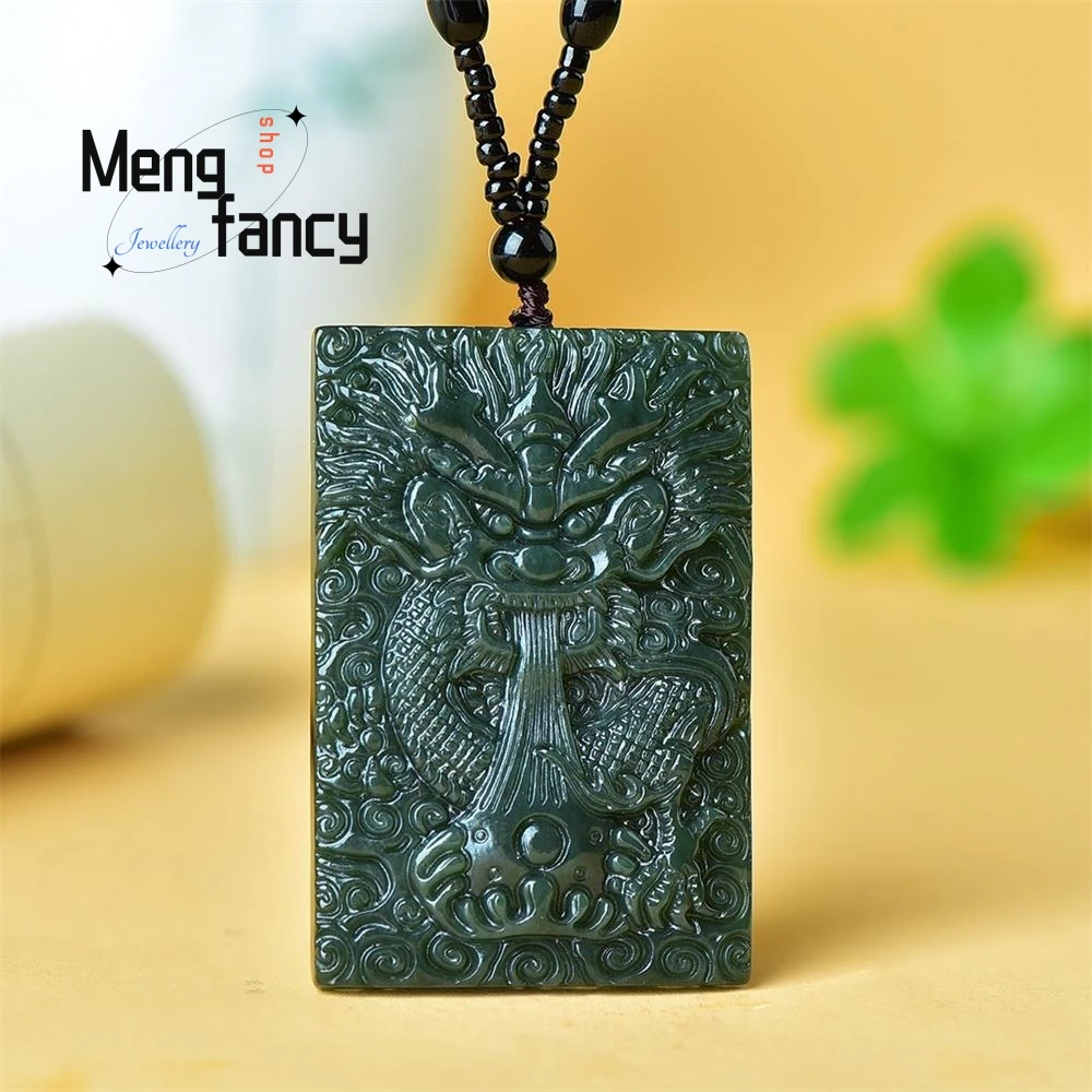 

Natural Hetian Green Jade Double-Sided Engraving Zodiac Dragon Pendant Exquisite Fashion Charm Jewelry Best Selling Holiday Gift