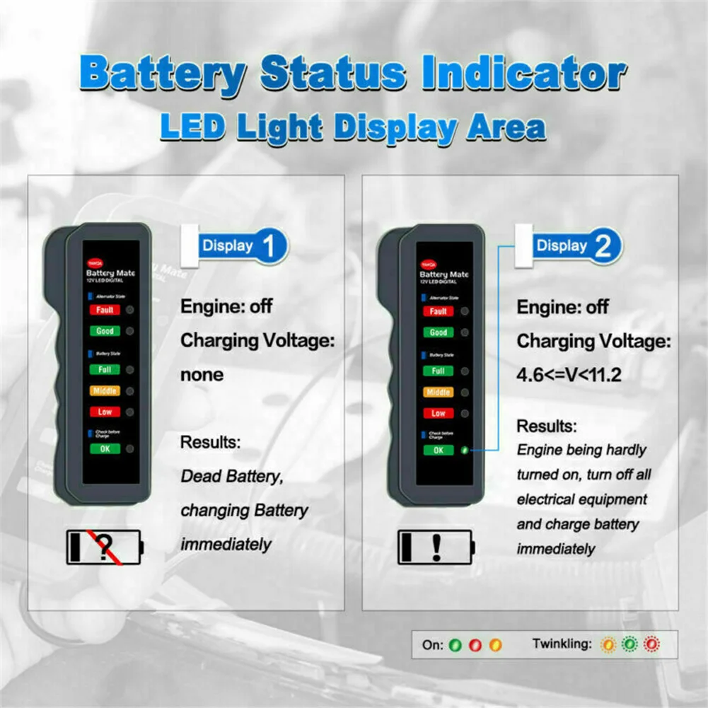 

Durable New Practical Useful Alternator Tester Test Tool Replacement Vehicle Battery Tester Digital Load Tester