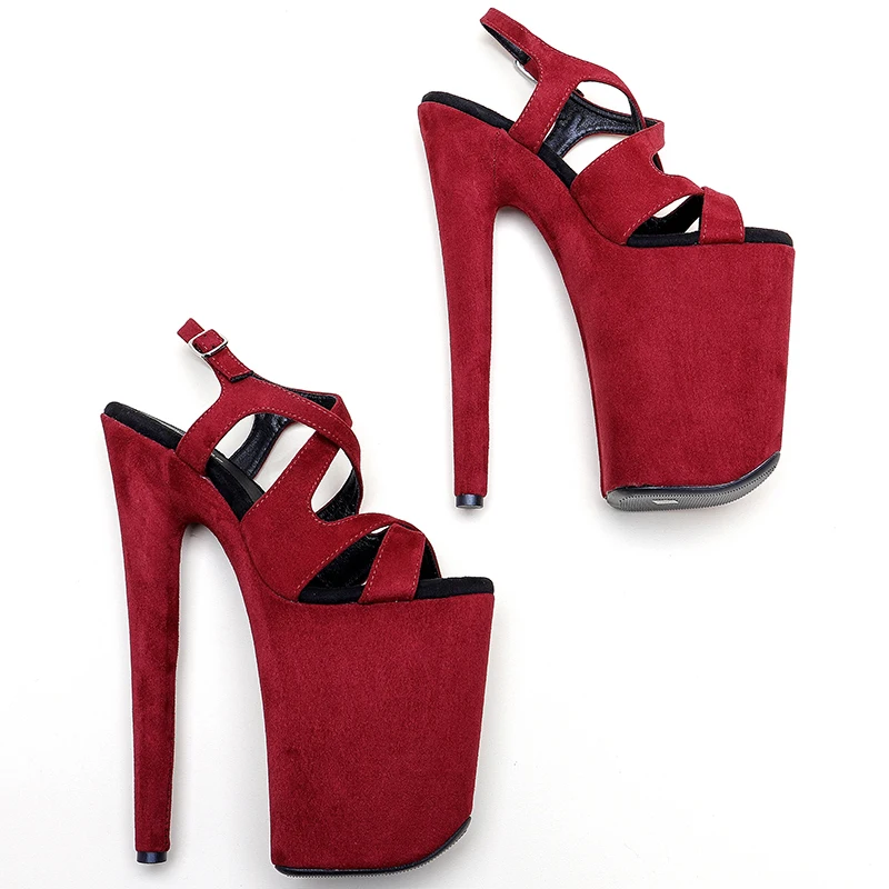 Leecabe 23CM/9inches Suede upper  Platform Sexy  High Heels Sandals Pole Dance shoes