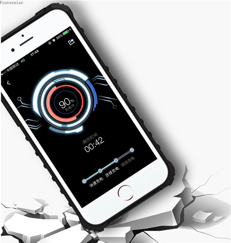 Фото Чехол для зарядки Slim Shockproof Armor Three Defense Wireless Charger Battery Case iPhone X XS 6 6S 7 8 Plus SE 2020 с функцией зарядного устройства и защитой Чехол для зарядки Slim Shockproof Armor Three Defense Wireless Charger Battery Case iPhone X XS 6 6S 7 8 Plus SE 2020 с функцией зарядного устройства и защитой