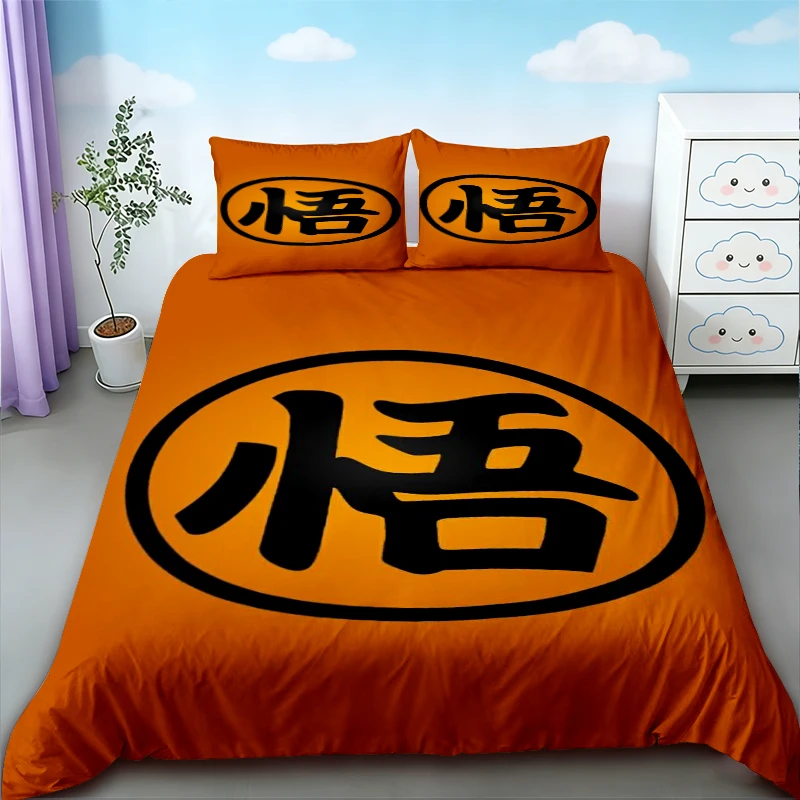Фото Подростковый комплект постельного белья с мультяшным рисунком Dragon Ball Goku, размер Queen/King, для спальни, дома, общежития, декор, подарки на день рождения №3
