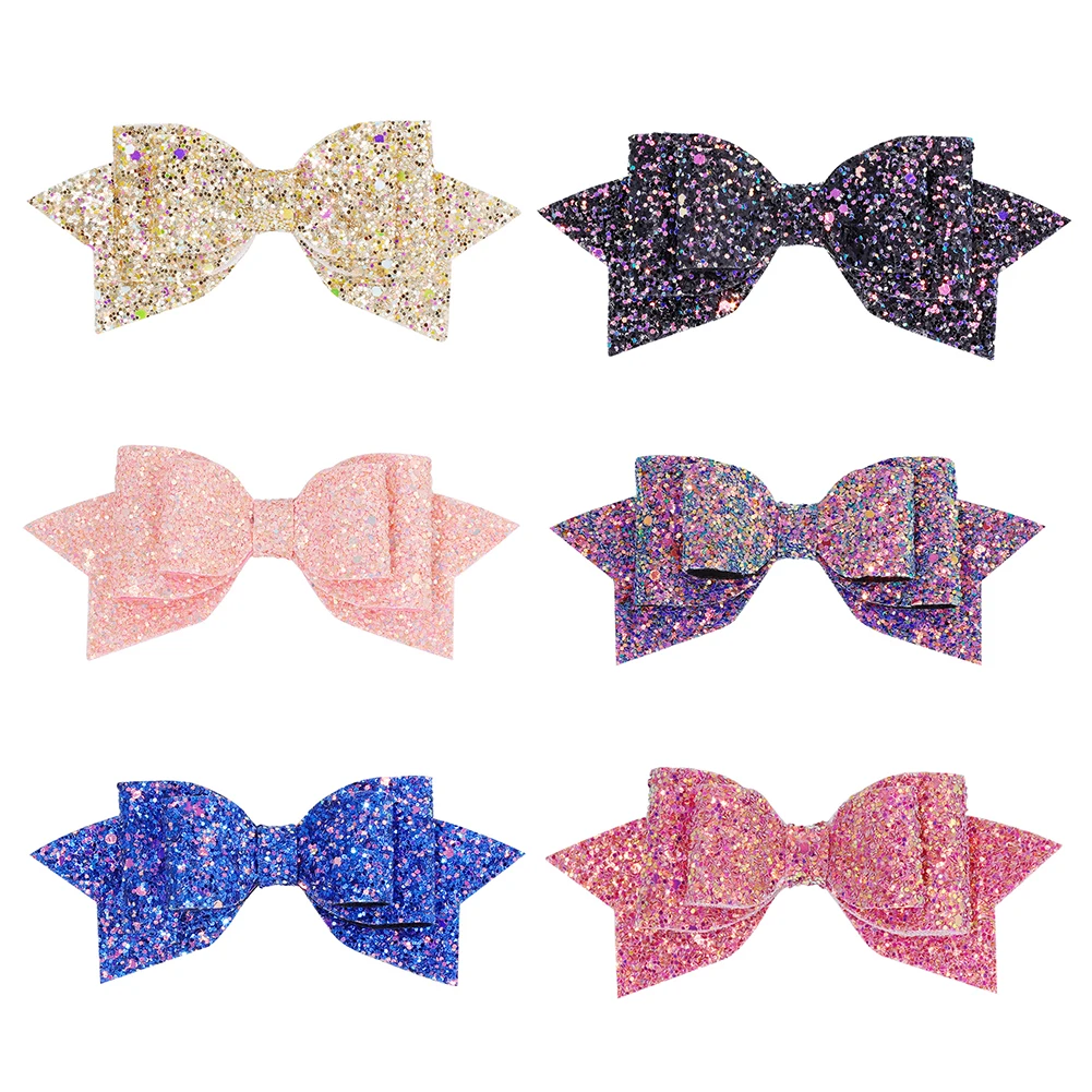 

Бант для волос для девочек, Модный Блестящий Легкий Повседневный зажим «Аллигатор» с блестками, подарочные аксессуары для детской вечеринк...