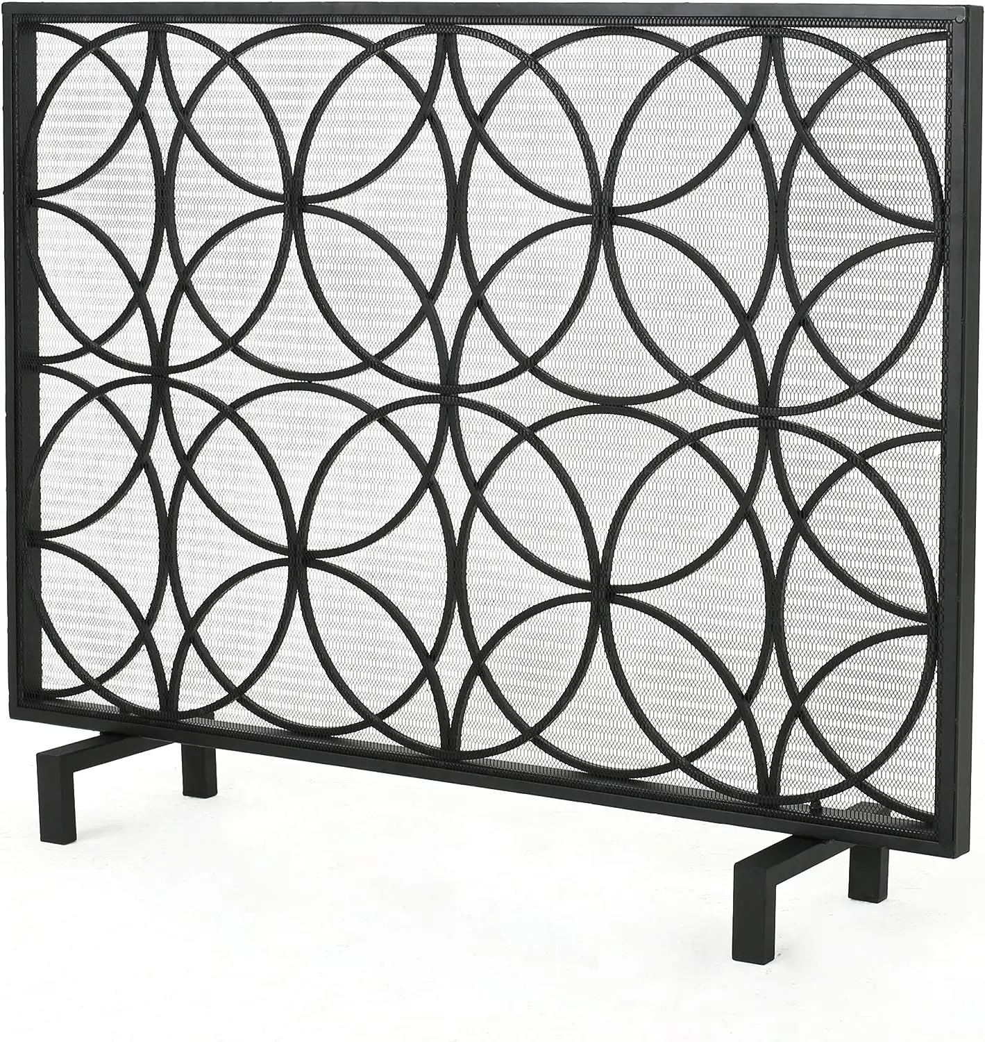 

Single Panel Iron Fireplace Screen, Black