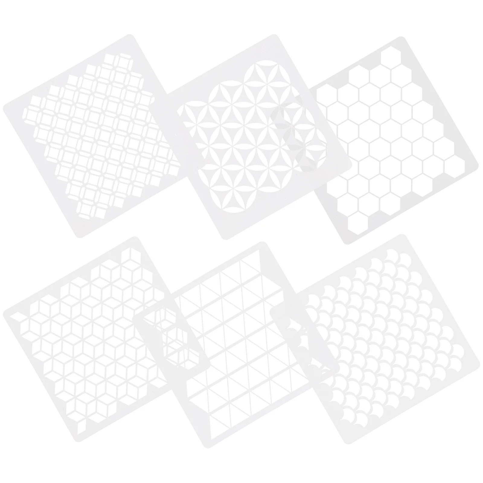 

6Pcs Geometric Drawing Stencils Reusable Drawing Stencilss Journaling Stencil Set for Painting on Walls Canvas Wood