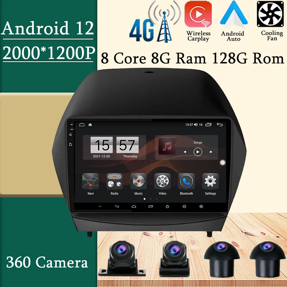 

Stereo Car Monitor Multimedia Radio Player For Hyundai Tucson 2 IX35 2009-2015 Android 12 BT WIFI IPS GPS Navigation