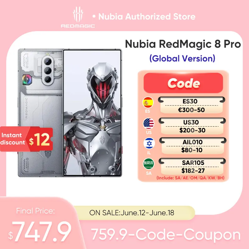 Nubia RedMagic 8 Pro 5G Global Version Gaming Phone, Snapdragon 8 Gen 2 Smartphone,6000mAh 65W Fast Charge Red Magic 8 Cellphone