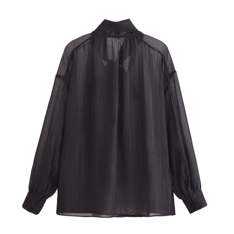 TRAF рубашка с бантом из металлической нити для женщин осенняя одежда повседневная