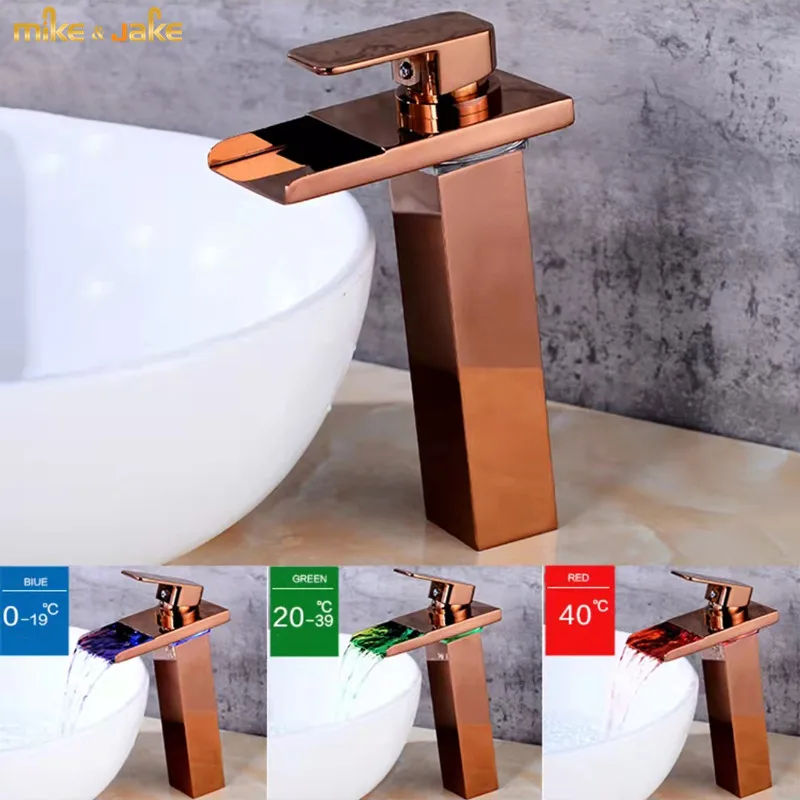 

Светодиодный смеситель для ванной комнаты цвета розового золота