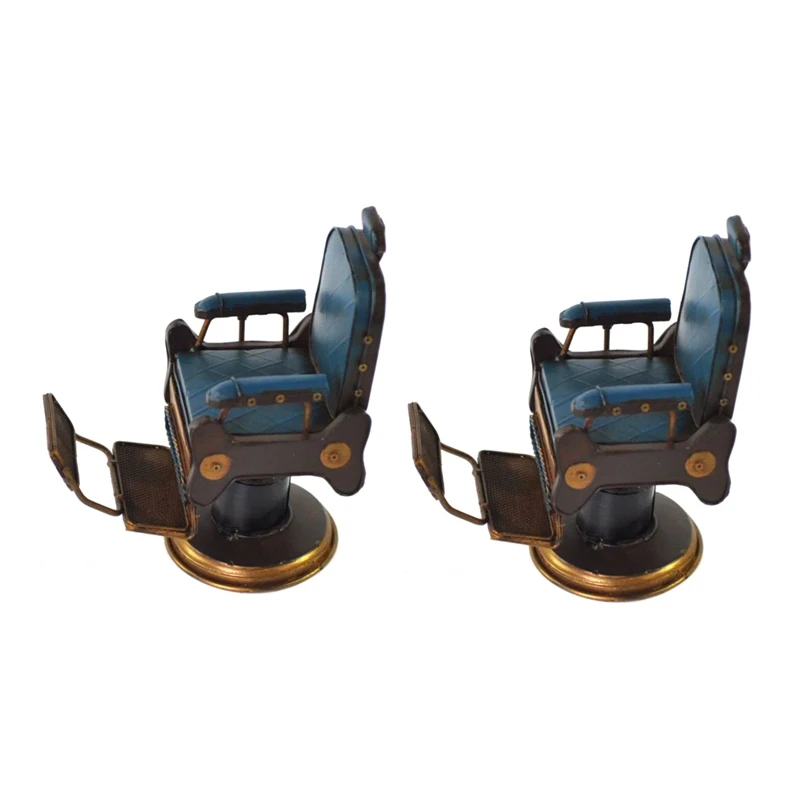 

2X Iron Model Decorations Creative Crafts Barber Chair Micro-Metal Decoration Creative Home Furnishings Tinplate