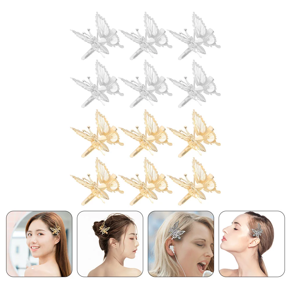 

Hair Clips Clip Moving Barrettes Metal Pinshairpin Hairpins Pin Hollow Bobby Women 3D Duckbill Accessories Gold Wedding Fairy