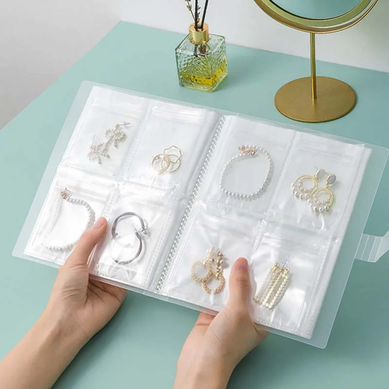 

160 Grids Transparent Storage Bag Earring Ring Anti-oxidation Jewelry Storage Display Cover Stamp Organizer Dust-proof Book Box