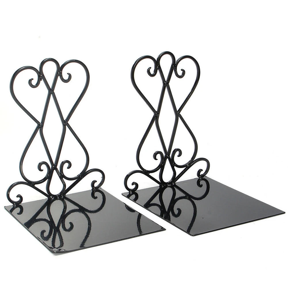 

1 Pair Wrought Iron Support Stand Decorative Shelf Student Gift Office Desktop Organizer Craft Book End Stationery Storage Home