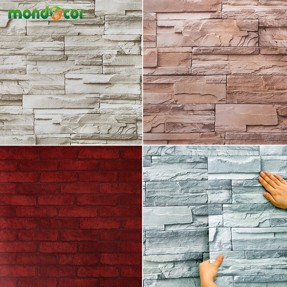 

Съемные обои 5 м/10 м для гостиной, кухни, ванной, настенные наклейки, домашний декор, водонепроницаемые самоклеящиеся пленки с кирпичным камн...