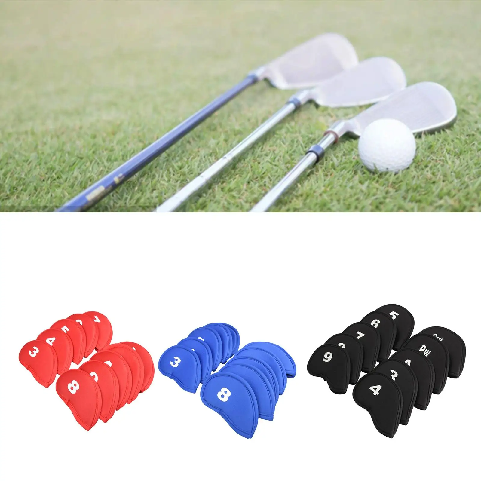 10Pieces Golf Covers Thicken Club Kopfbedeckung 3 7 8 9 A Sw Pw