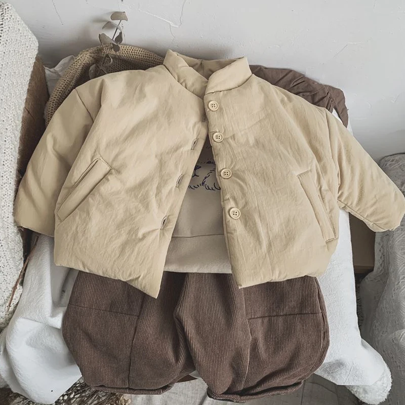 Зимняя одежда для девочек универсальная куртка на хлопковой подкладке в стиле