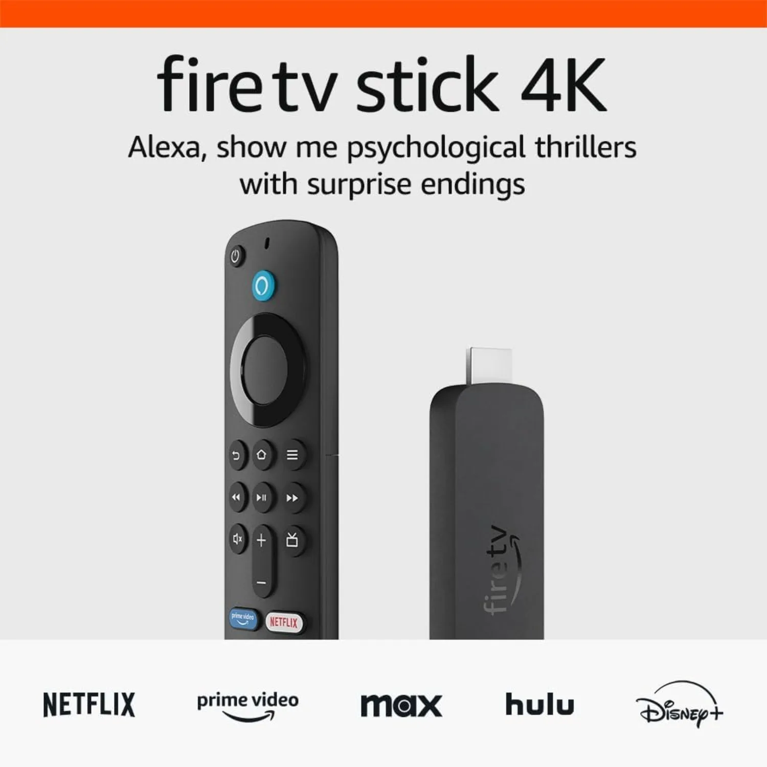Фото Оригинальный Fire TV Stick 4K, Android TV, Netflix Smart TV Box, 4K Ultra HD, Dobly Vision, домашний медиаплеер, без батарей №2