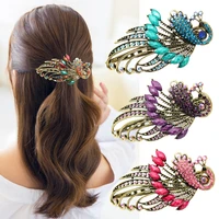 bohemian vintage rhinestone peacock hair clip phoenix duckbill accessory