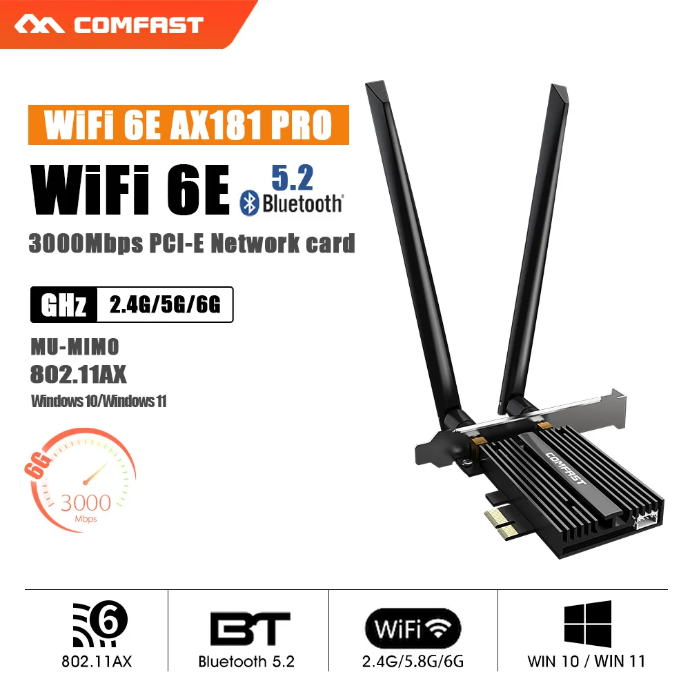 Трехдиапазонный Intel AX210 AMD RZ608 беспроводной WiFi 6E 802.11AX 5374M 3000M Настольный PCIE