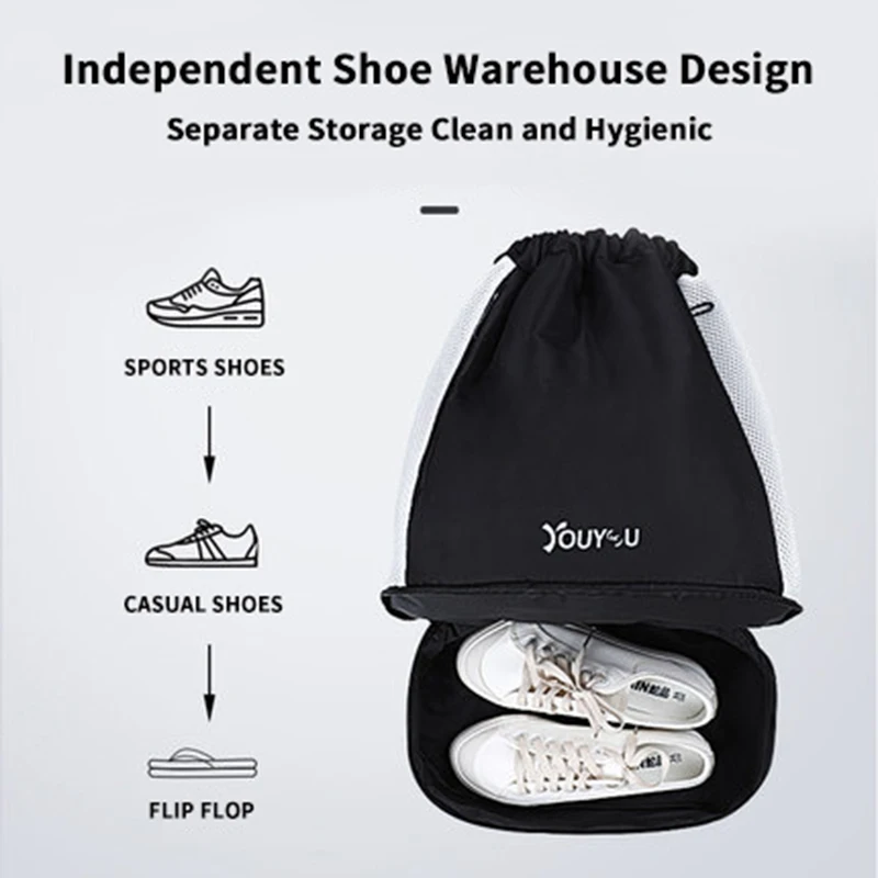 Waterproof Gym Bag With Shoes Compartment Sports Bag Travel Drawstring Bag Outdoor Bag Swimming Fitness Multi-layer Softback