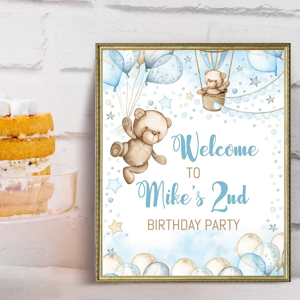 Индивидуальный постер с надписью Приветствия на день рождения мишка тедди