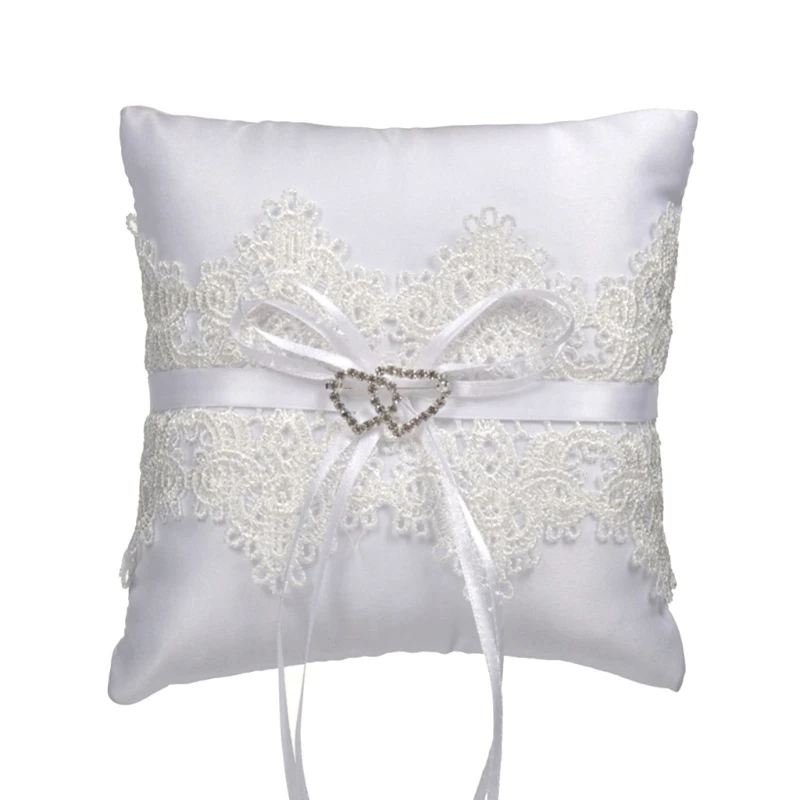 

15x15 см элегантные двойные кольца в форме сердца, подушка, декор, нежные кружевные кольца, подушка