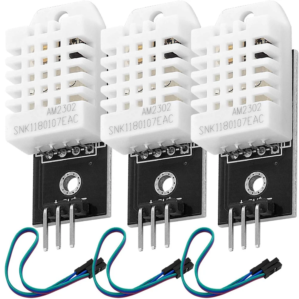 

3 упаковки для DHT22 для AM2302, модуль датчика температуры и влажности с кабелем для Arduino и Raspberry Pi, включая электронную книгу