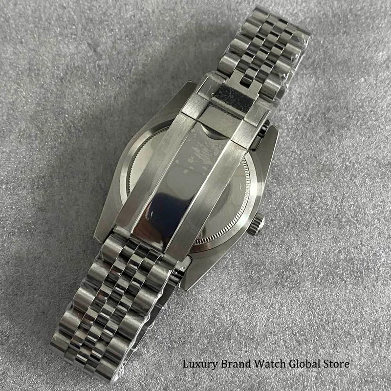 PORSTIER New 36mm Sapphire Glass Waterproof Silver Watch Case Stainless Steel Polished Case Fit Janpan NH35/NH36/4R Movement